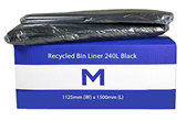 1125mm x 1500mm x 50mu 25 Pack Wheelie Bin Liner, Rubbish Bags 240L,Black